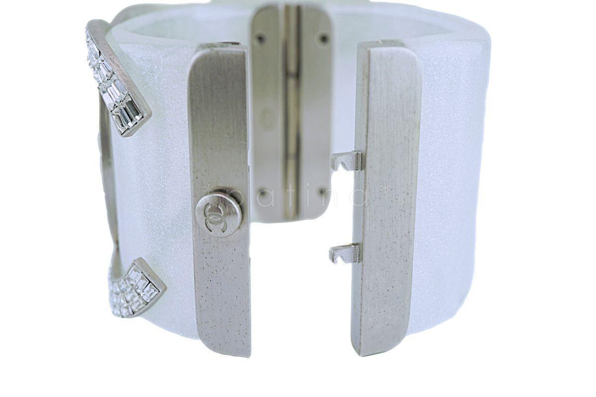 Rare Chanel 09P Massive XL CC Baguette Crystal Glitter Resin Cuff Bracelet CG