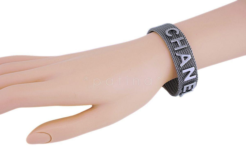 Chanel 17A Limited Shiny Ruthenium Mesh Bracelet A99058