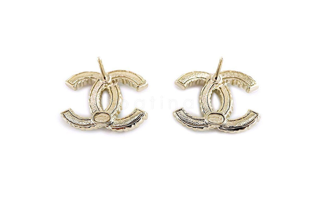 NIB 19S Chanel Rainbow Multicolor Crystal Classic CC Stud Earrings GHW AB1552 879