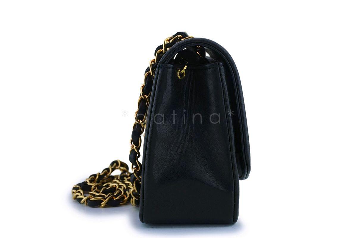 Chanel Black Vintage Lambskin Small Diana Classic Flap Bag 24k GHW