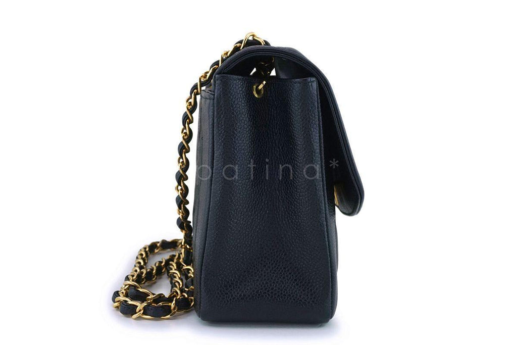 Rare Chanel Vintage Black Caviar Medium Pocket Diana Classic Flap Bag 24k GHW