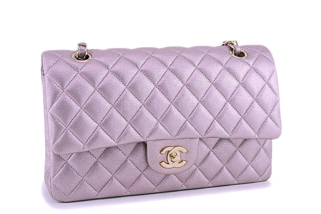 Rare Chanel 14B Rose Gold Metallic Pink Goatskin Classic Double Flap Bag