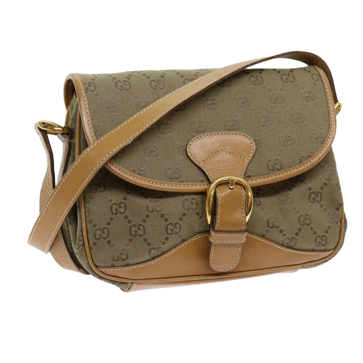 GUCCI GG Canvas Shoulder Bag Khaki 007 2854 0246 63803
