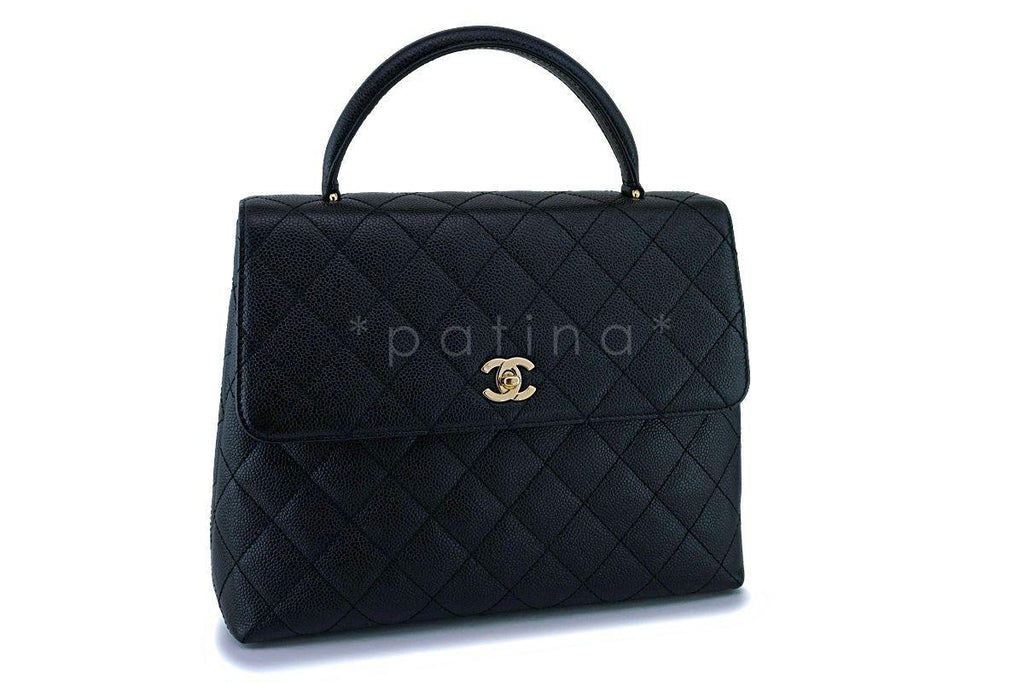 Chanel Vintage Black Caviar Classic Kelly Flap Bag 24k GHW