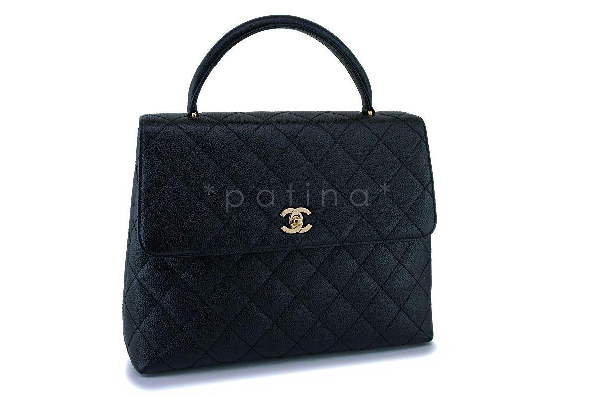 Chanel Vintage Black Caviar Classic Kelly Flap Bag 24k GHW