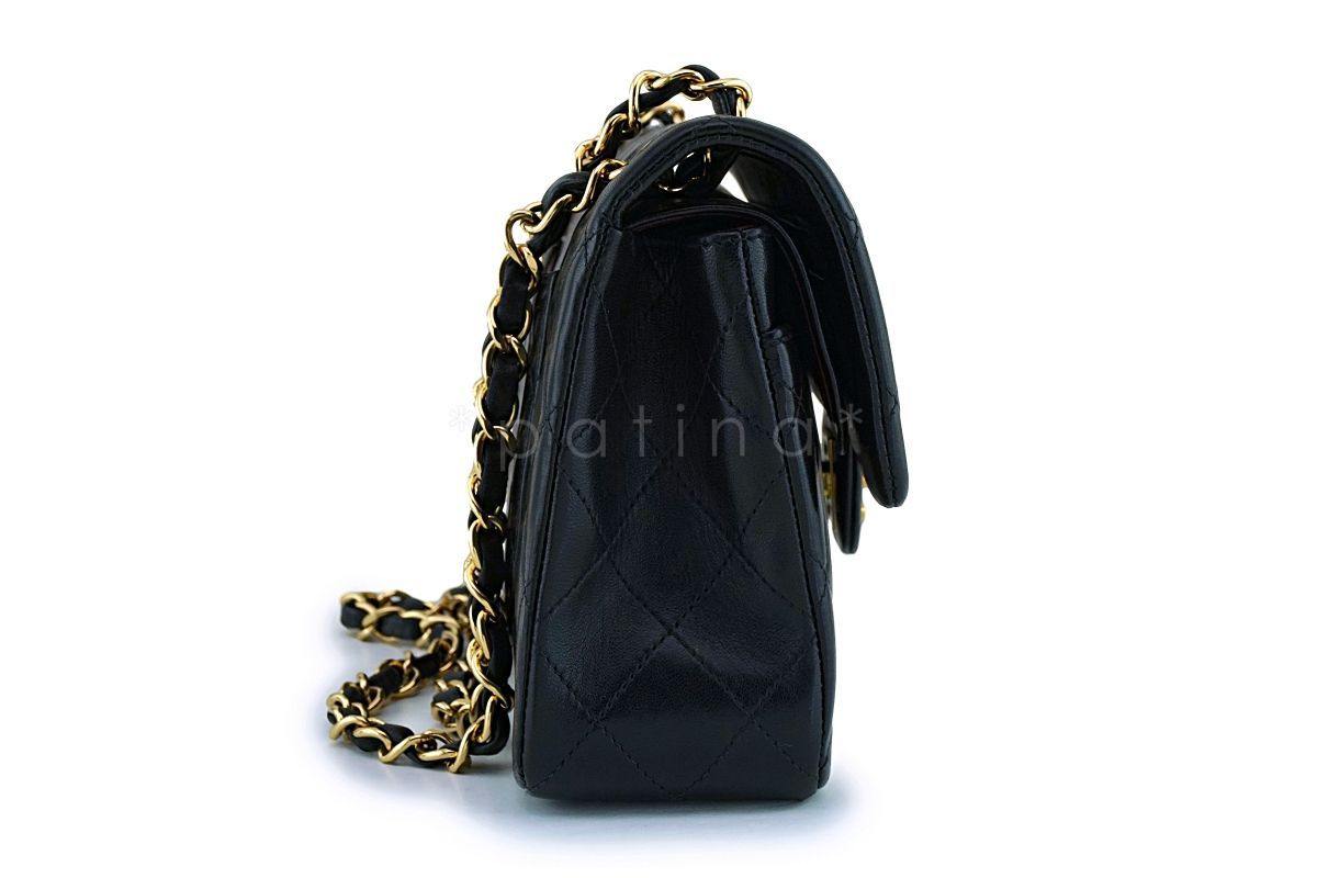 Chanel Small Black Lambskin Classic Double Flap Bag 24k GHW