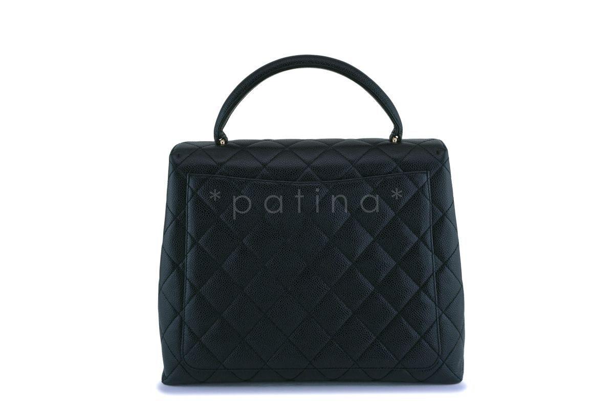 Chanel Black Caviar Classic Kelly Handheld Flap Tote Bag 24k GHW