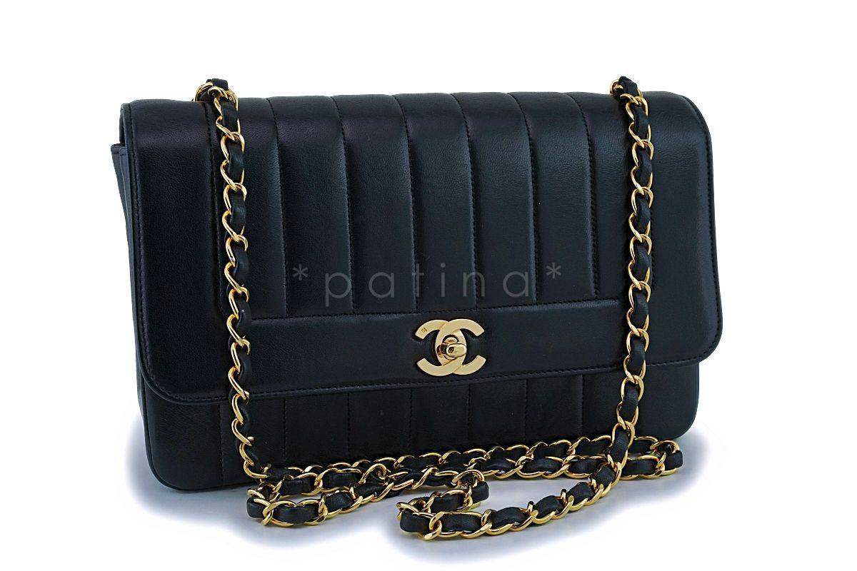 Chanel Vintage Black Lambskin Mademoiselle Flap Bag 24k GHW