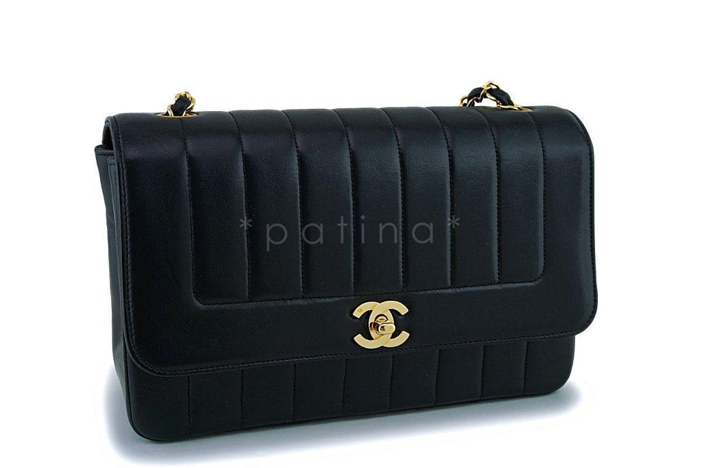 Chanel Vintage Black Lambskin Mademoiselle Flap Bag 24k GHW