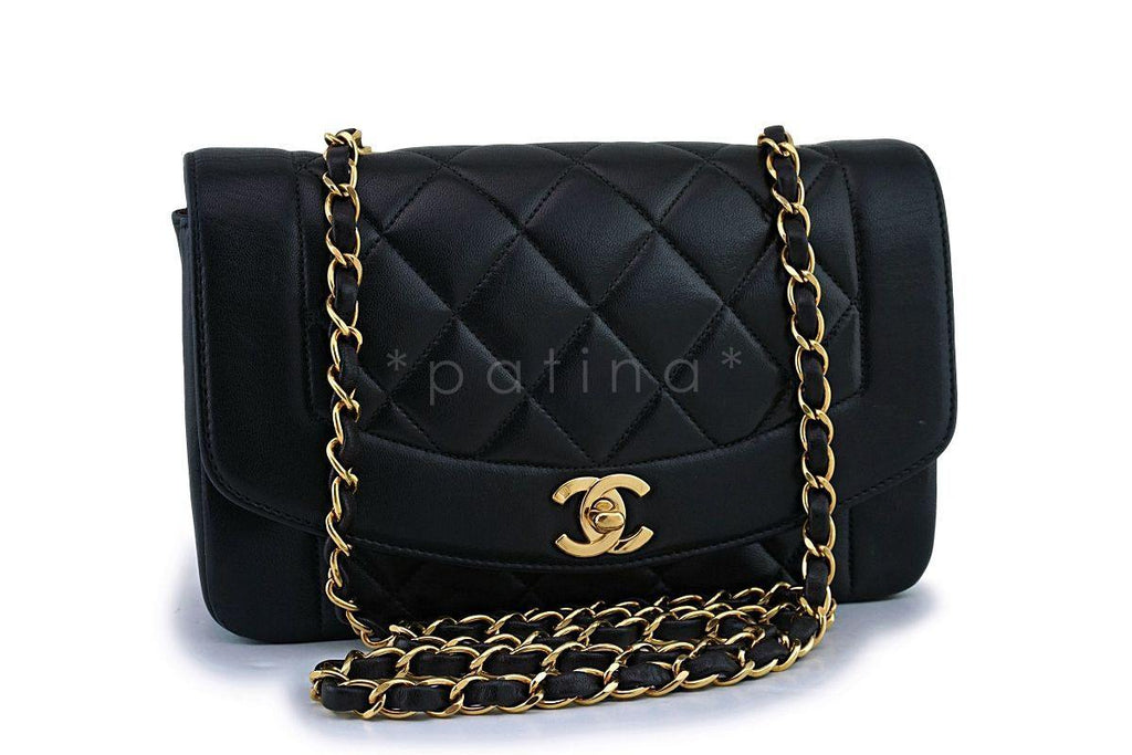 Chanel Black Vintage Lambskin Diana Small Classic Flap Bag 24k GHW