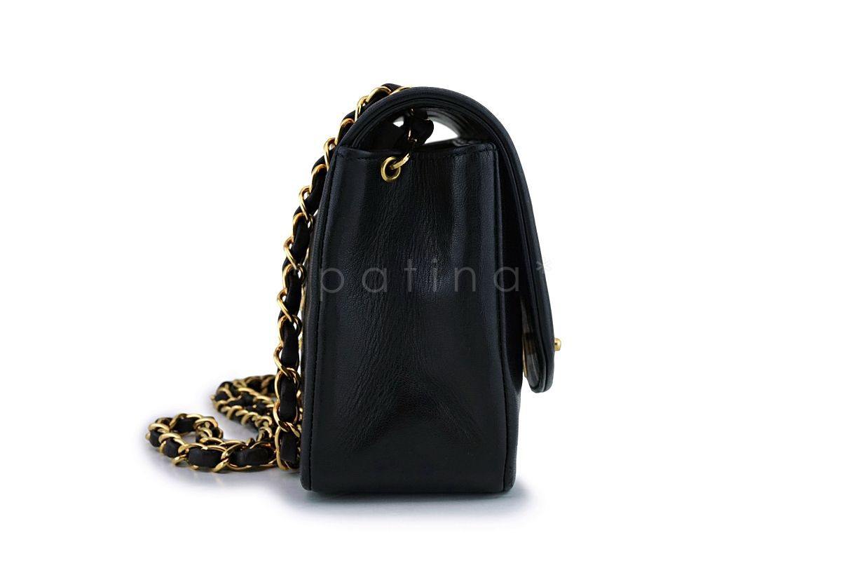 Chanel Black Vintage Lambskin Diana Small Classic Flap Bag 24k GHW