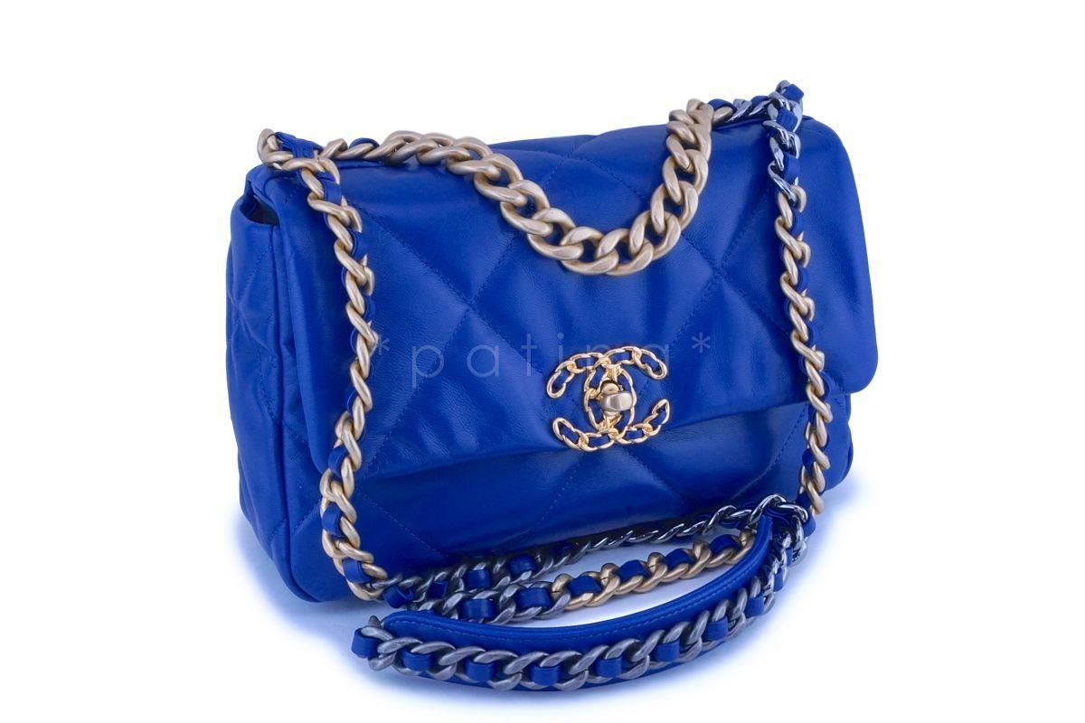 NIB 20P Chanel Blue Chanel 19 Small Flap Bag GHW