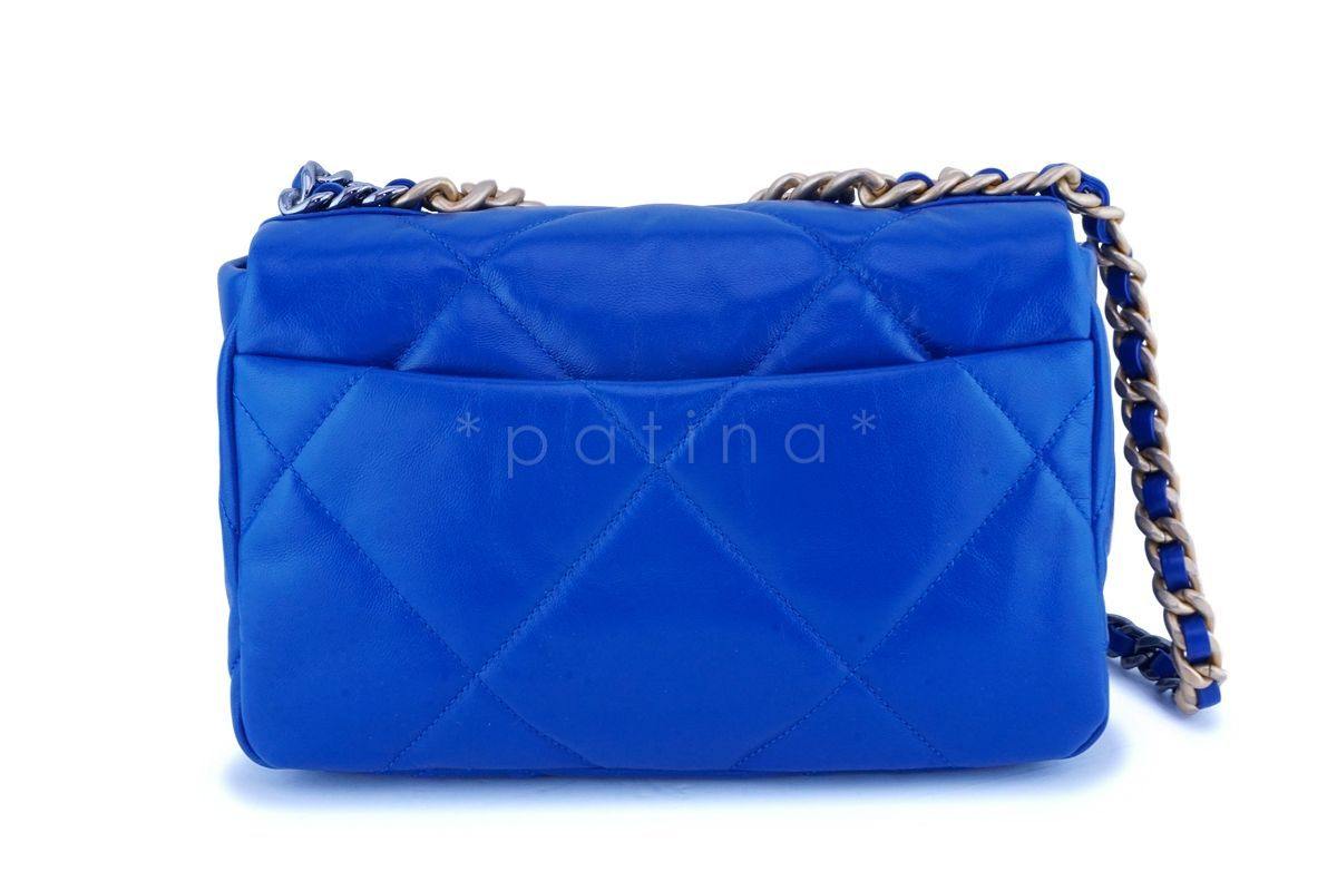 NIB 20P Chanel Blue Chanel 19 Small Flap Bag GHW