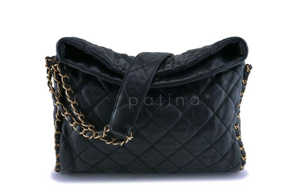 Chanel Black Quilted Chain Around Hobo Bag GHW