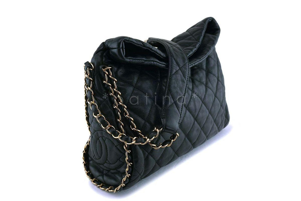 Chanel Black Quilted Chain Around Hobo Bag GHW