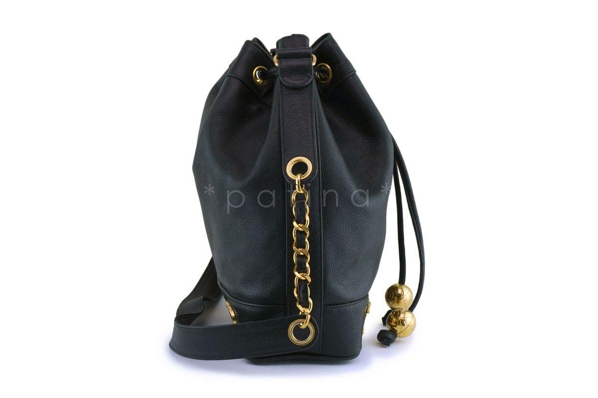 Chanel Vintage Black Caviar Drawstring Bucket Bag 24k GHW
