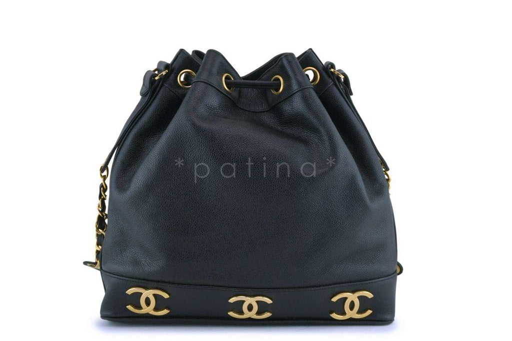 Chanel Vintage Black Caviar Drawstring Bucket Bag 24k GHW