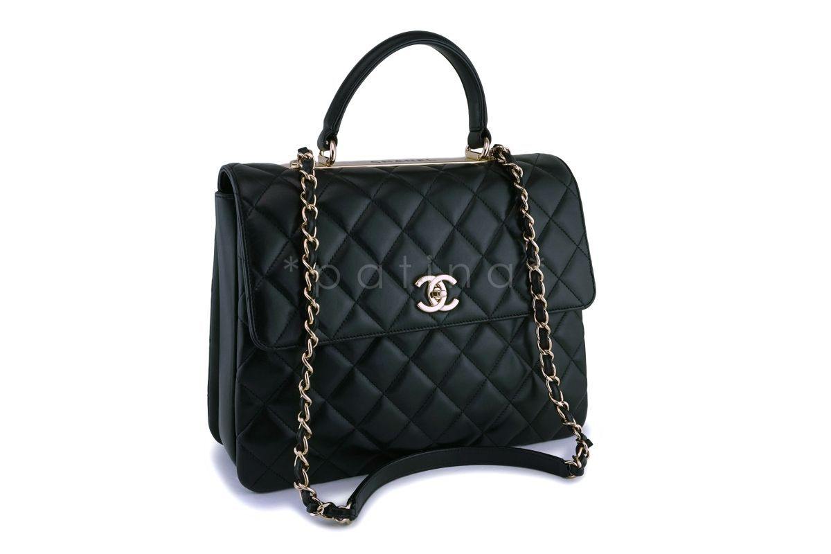 Chanel Black Lambskin Large Classic Trendy CC Flap Bag GHW