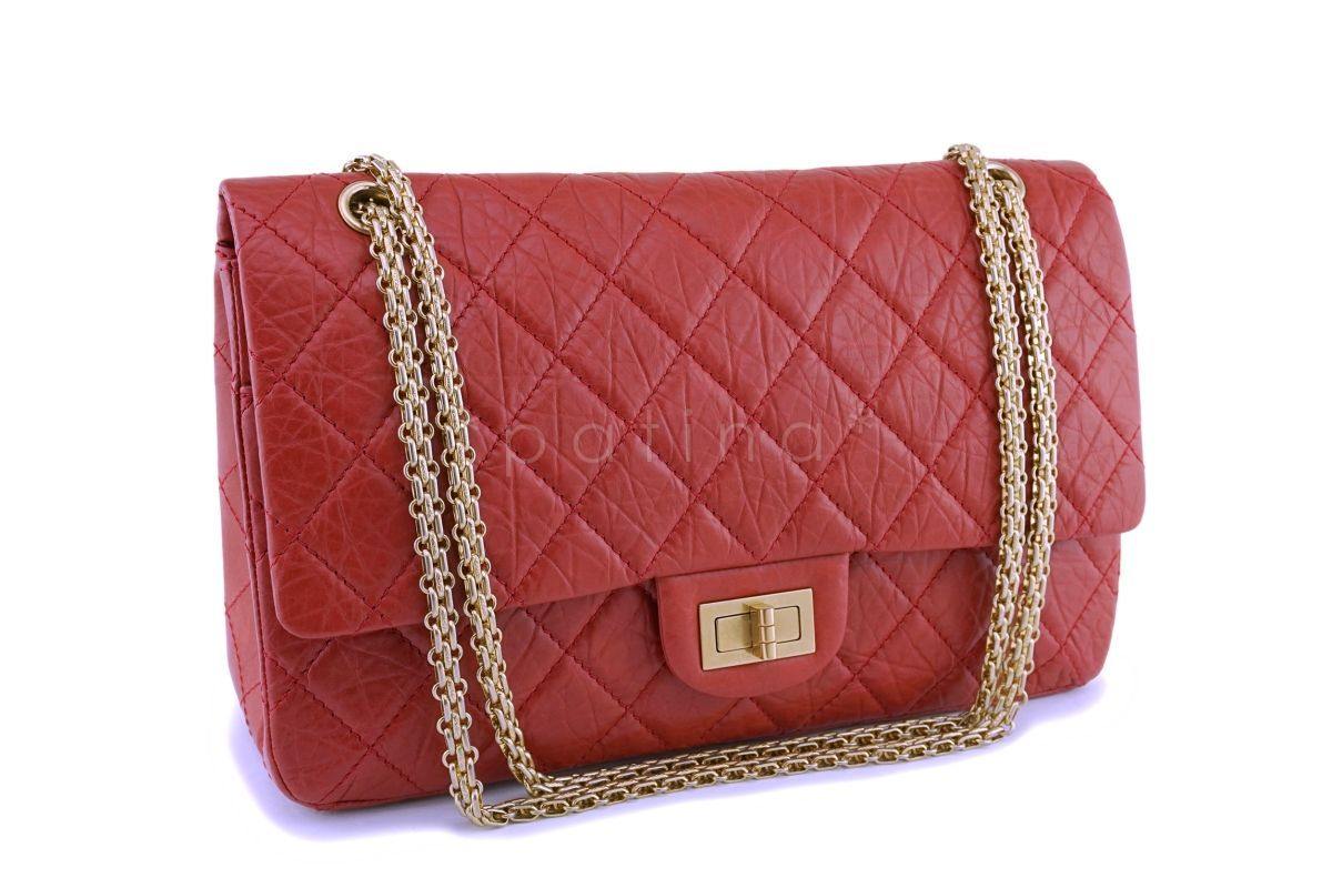 Chanel Red 2.55 Jumbo 227 Classic Double Flap Bag GHW