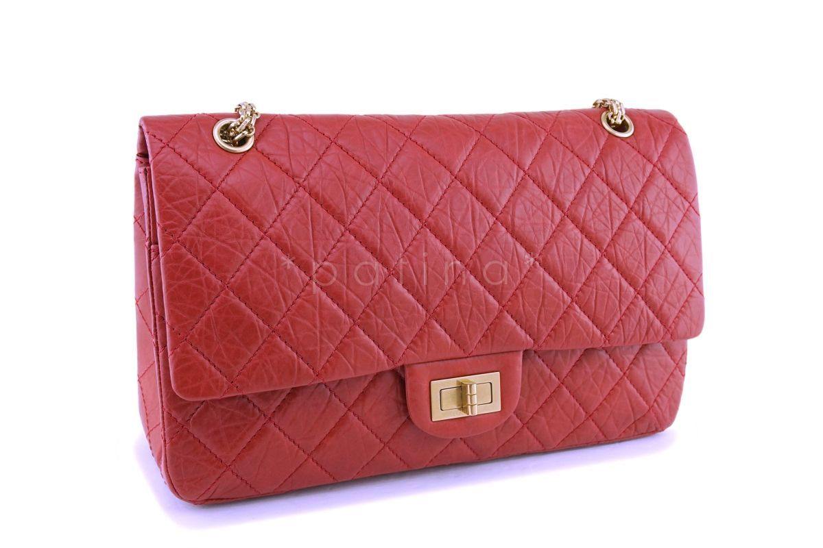 Chanel Red 2.55 Jumbo 227 Classic Double Flap Bag GHW