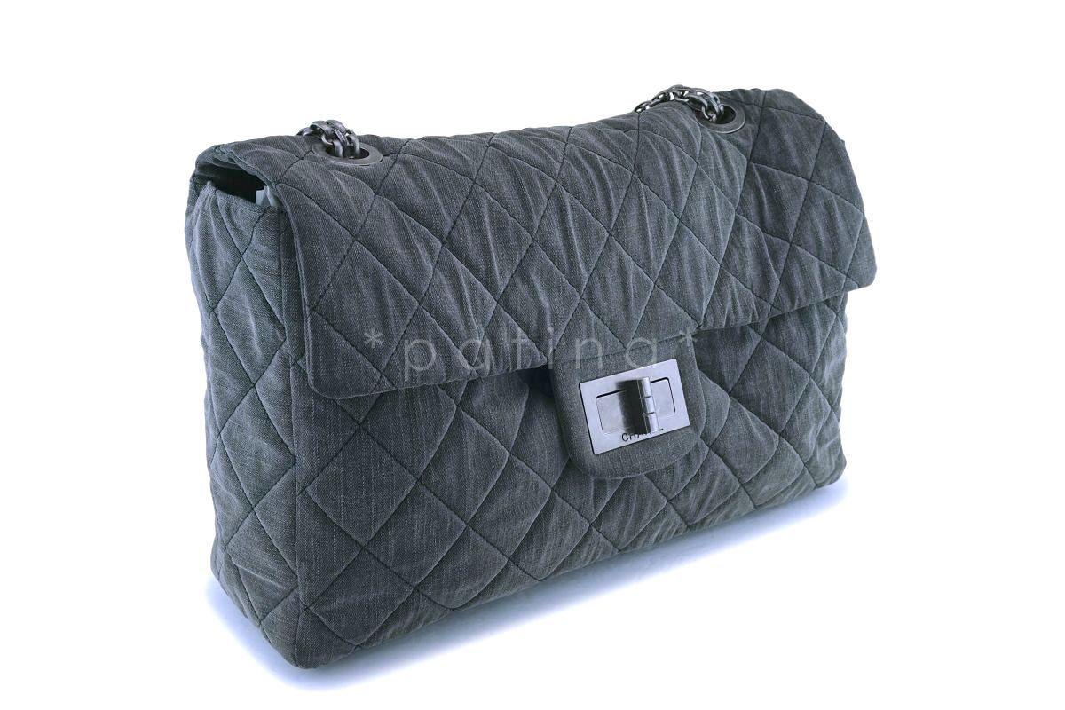 Rare Chanel Gray XXL Supermodel Reissue Flap Bag RHW