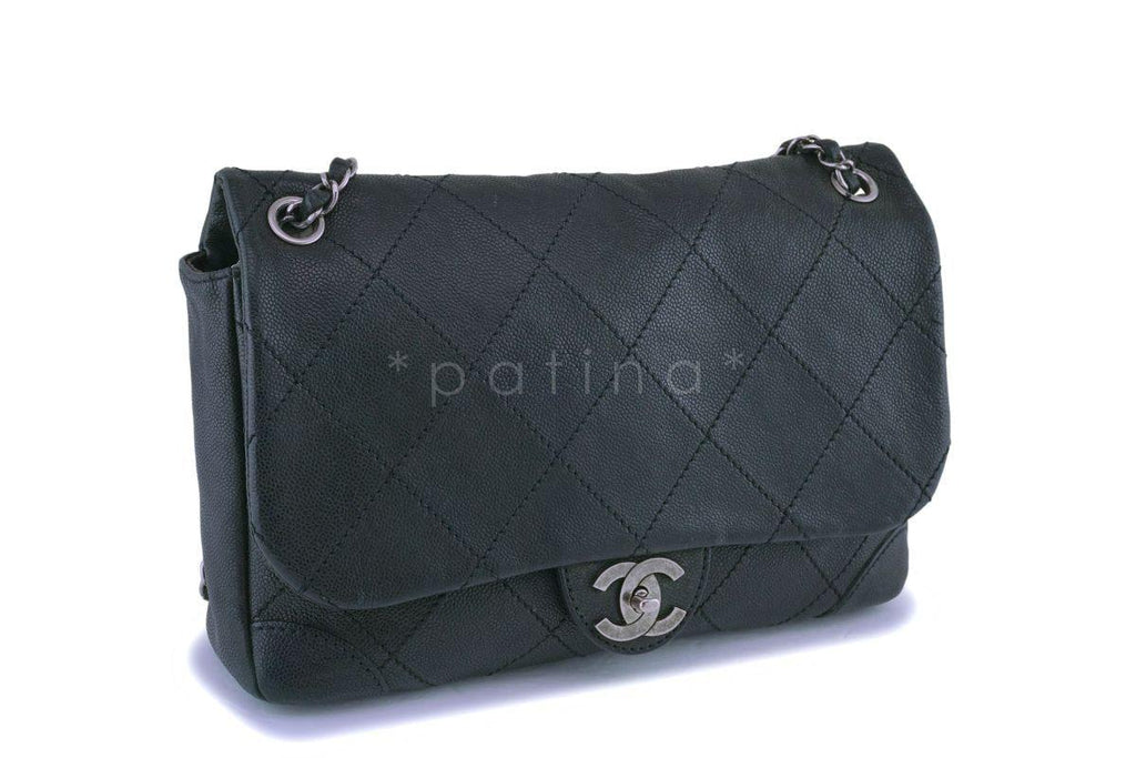 Chanel Black Distressed Caviar Outdoor Ligne Flap Bag RHW