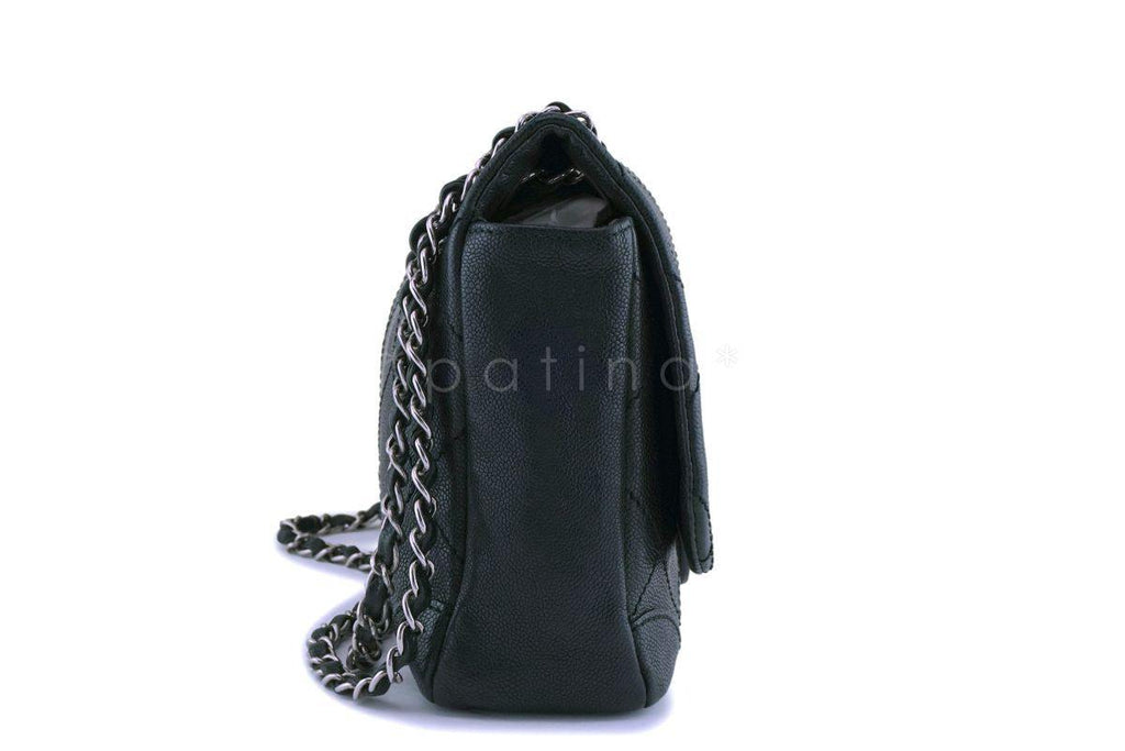 Chanel Black Distressed Caviar Outdoor Ligne Flap Bag RHW