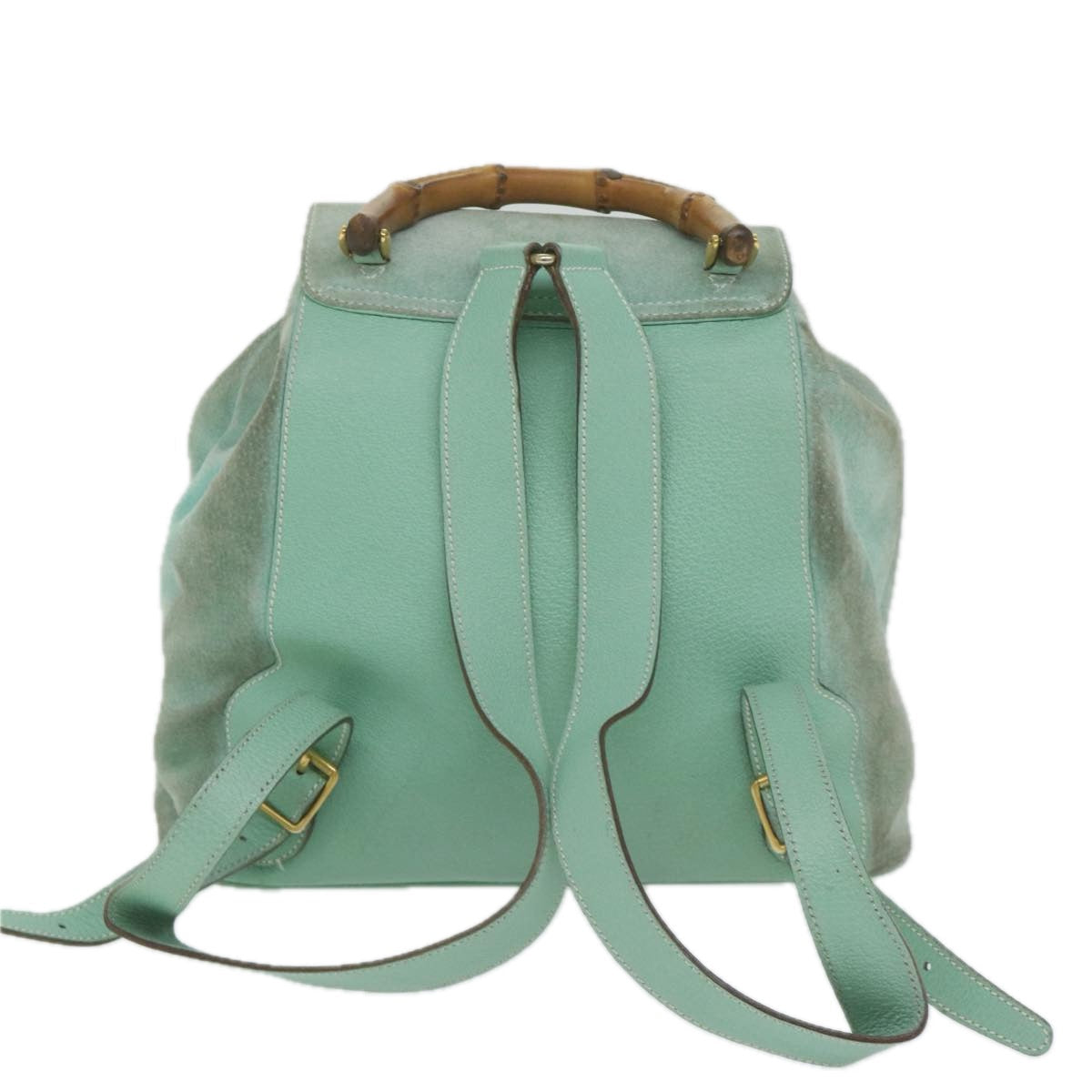 GUCCI Bamboo Backpack Suede Light Blue 63986