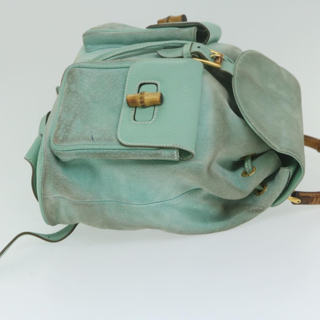 GUCCI Bamboo Backpack Suede Light Blue 63986