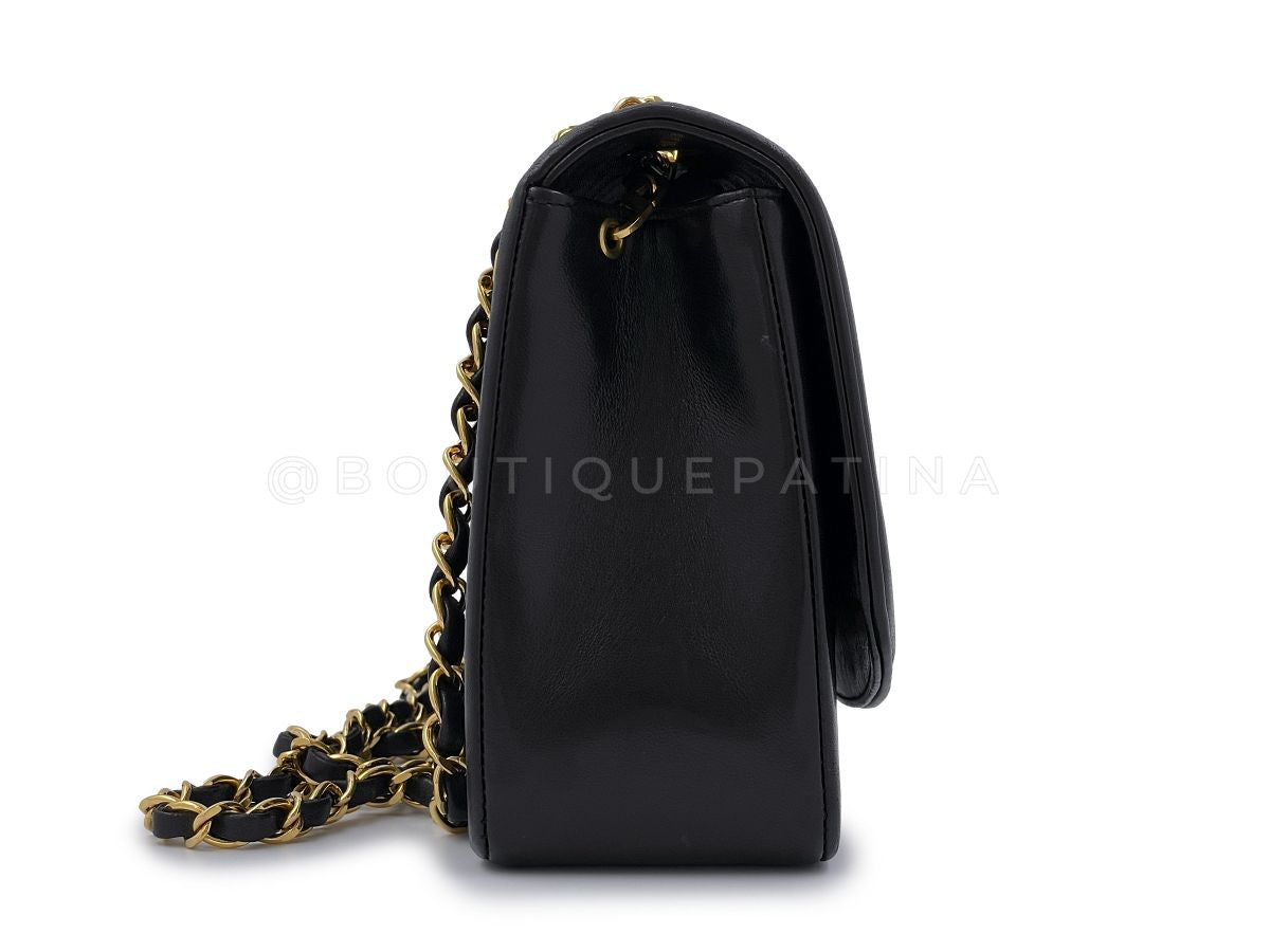 Chanel 1992 Vintage Medium Diana Bag Black Lambskin 24k GHW