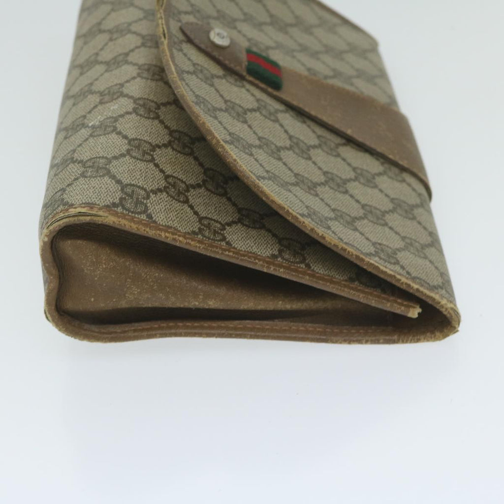 GUCCI GG Canvas Web Sherry Line Clutch Bag PVC Beige Green Red 64005