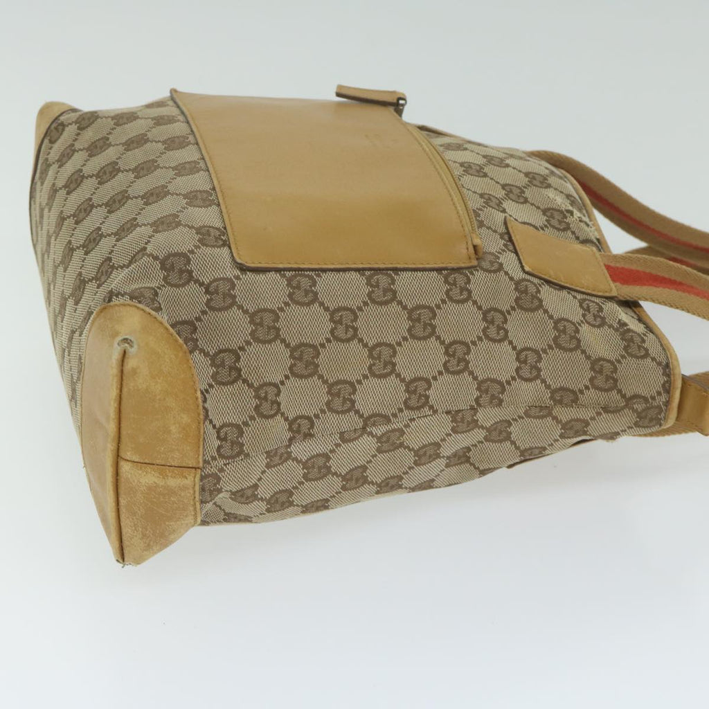 GUCCI GG Canvas Sherry Line Tote Bag Beige Orange 64008