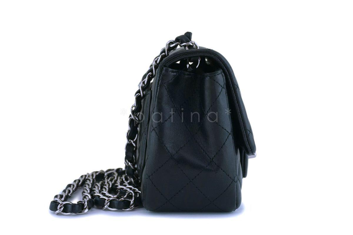Chanel Classic Mini Square Black Lambskin Crossbody Bag SHW