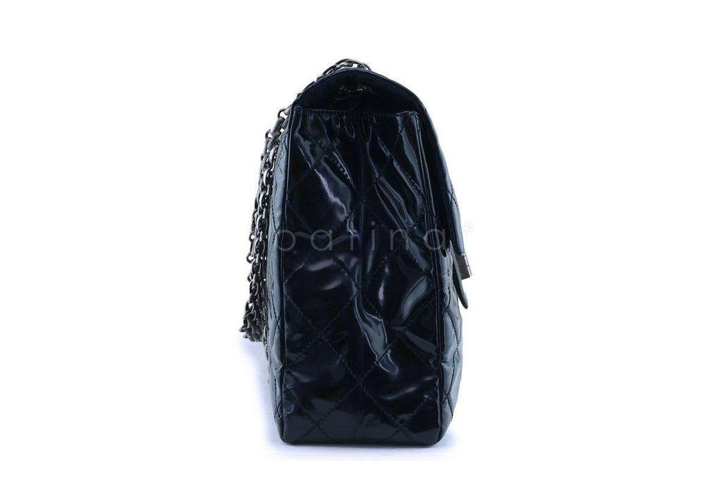 Rare Chanel Black Patent XXL Supermodel Reissue Flap Bag Weekender RHW