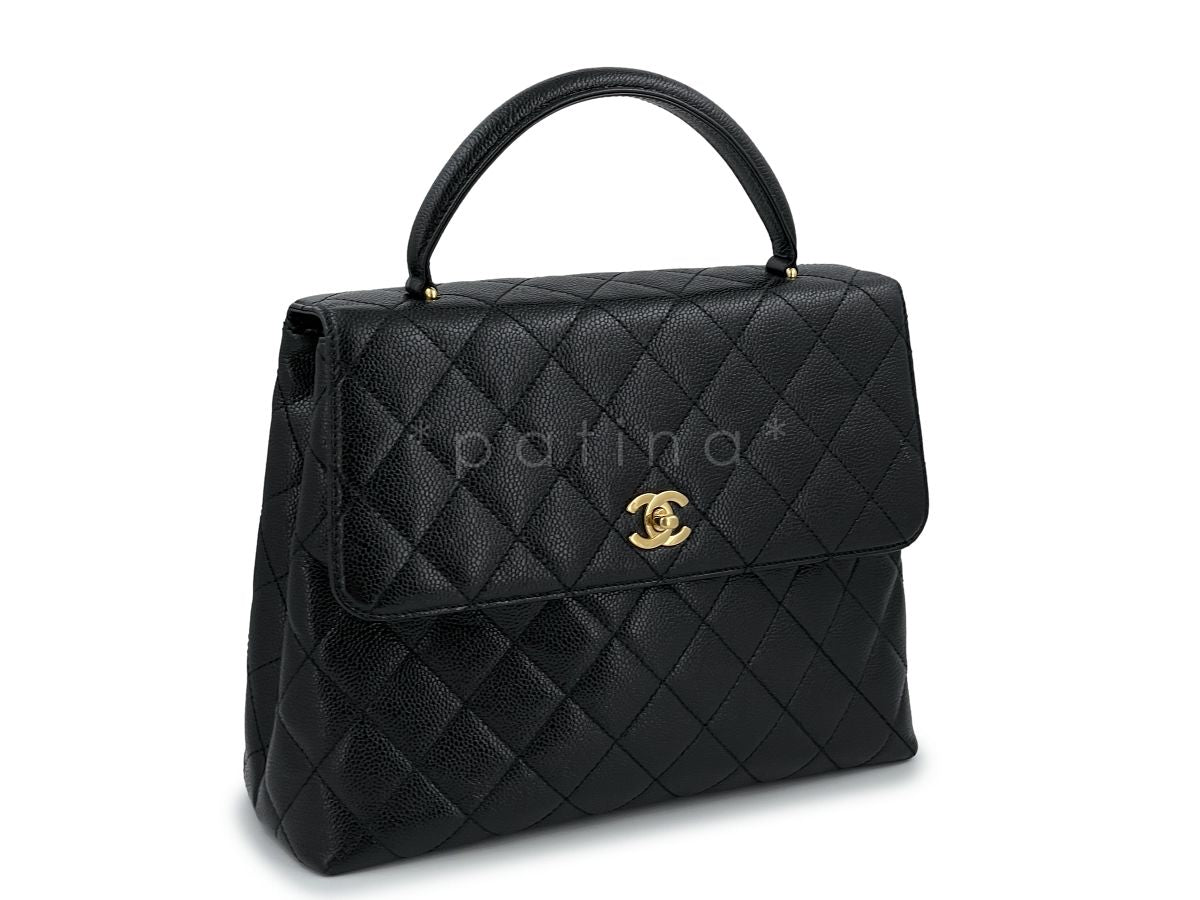 Chanel Vintage Black Caviar Classic Quilted Kelly Bag 24k GHW