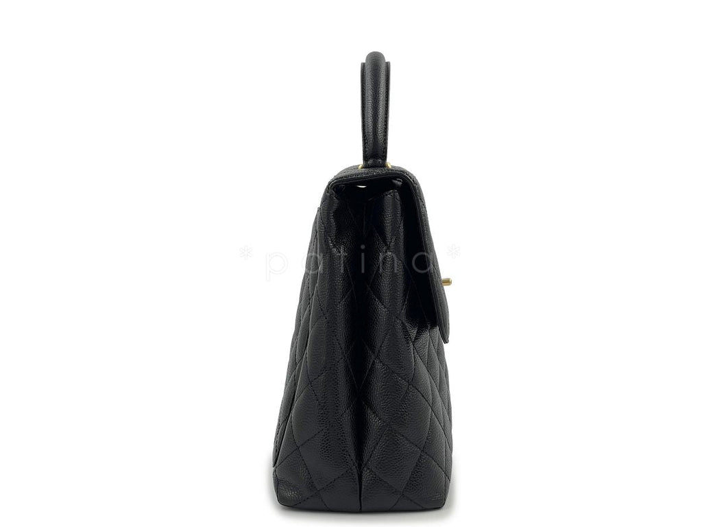 Chanel Vintage Black Caviar Classic Quilted Kelly Bag 24k GHW