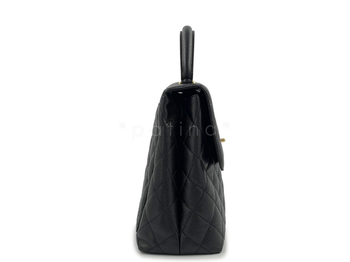 Chanel Vintage Black Caviar Classic Quilted Kelly Bag 24k GHW