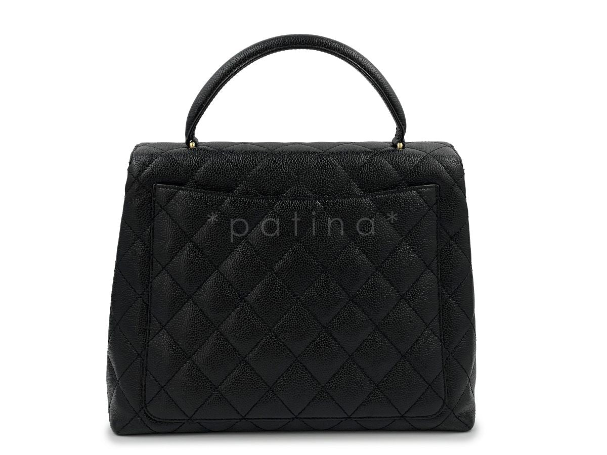 Chanel Vintage Black Caviar Classic Quilted Kelly Bag 24k GHW