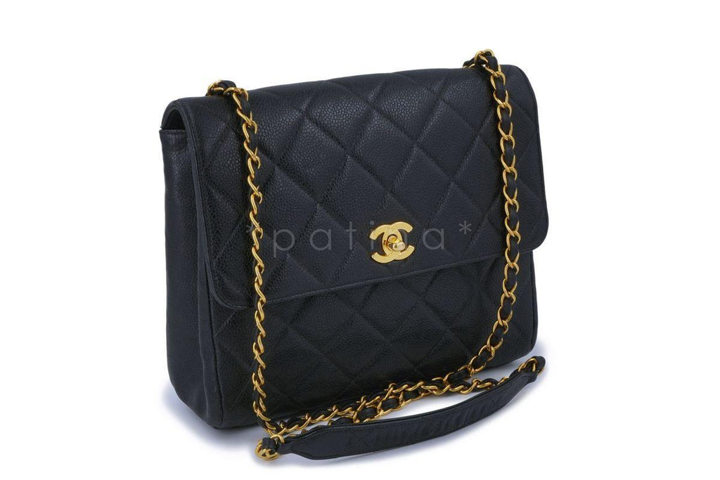 Chanel Vintage Black Caviar Medium Crossbody Flap Bag 24k GHW