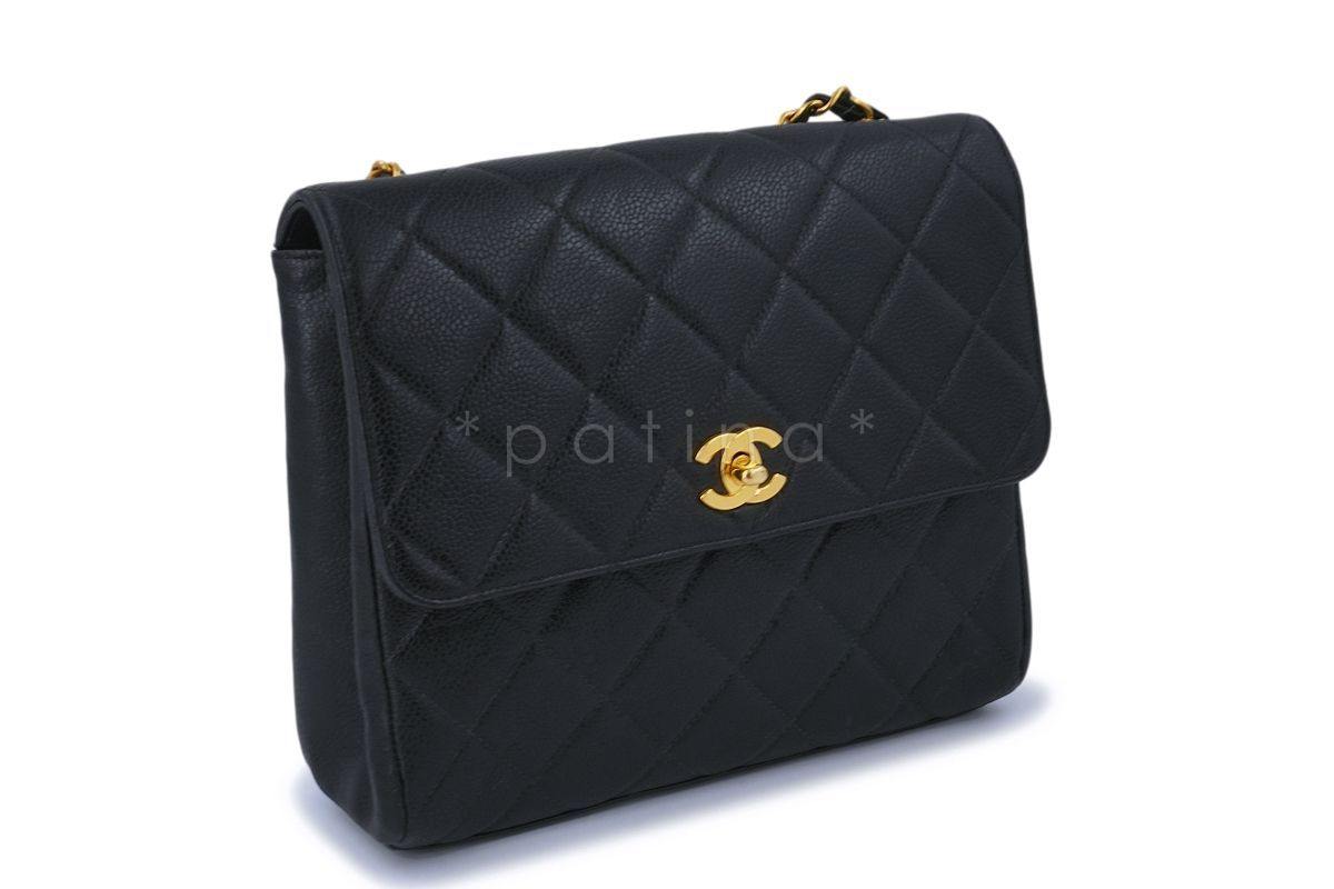 Chanel Vintage Black Caviar Medium Crossbody Flap Bag 24k GHW