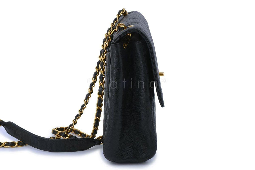 Chanel Vintage Black Caviar Medium Crossbody Flap Bag 24k GHW