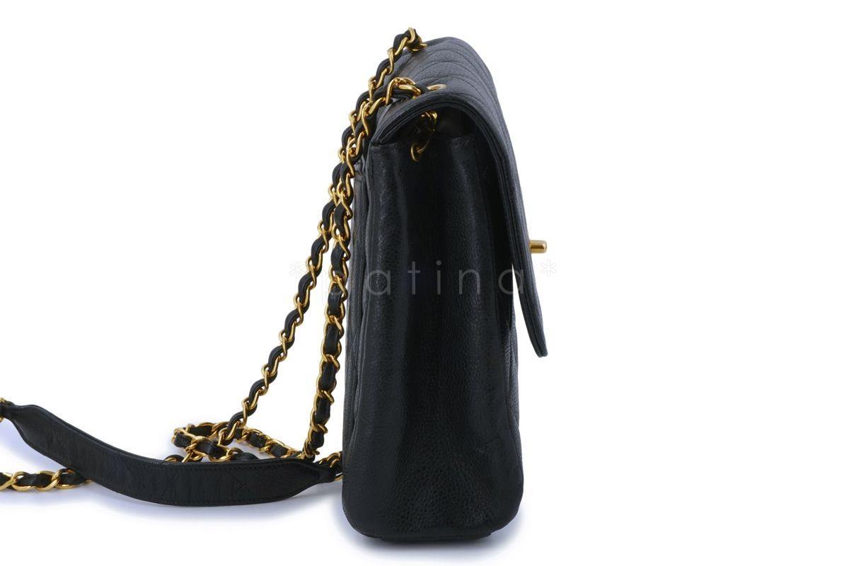 Chanel Vintage Black Caviar Medium Crossbody Flap Bag 24k GHW