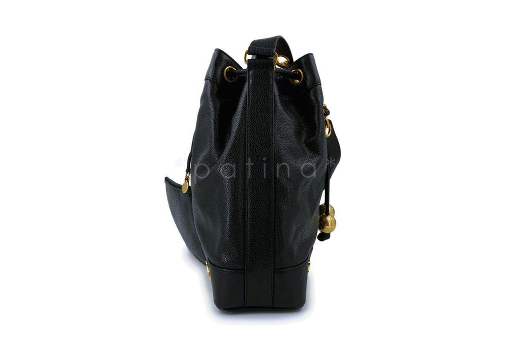 Chanel Vintage Black Caviar Drawstring Bucket Bag 24k GHW