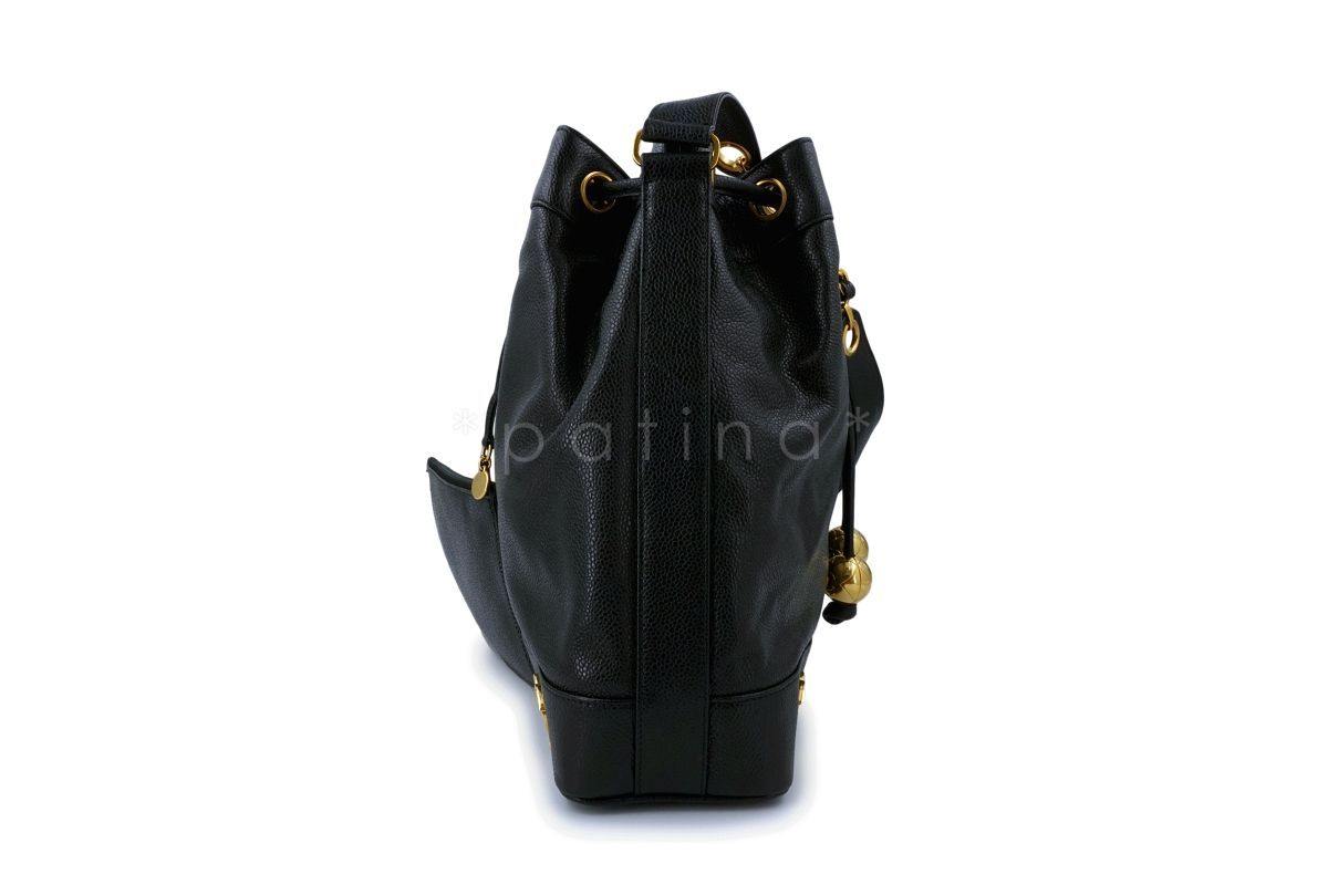 Chanel Vintage Black Caviar Drawstring Bucket Bag 24k GHW