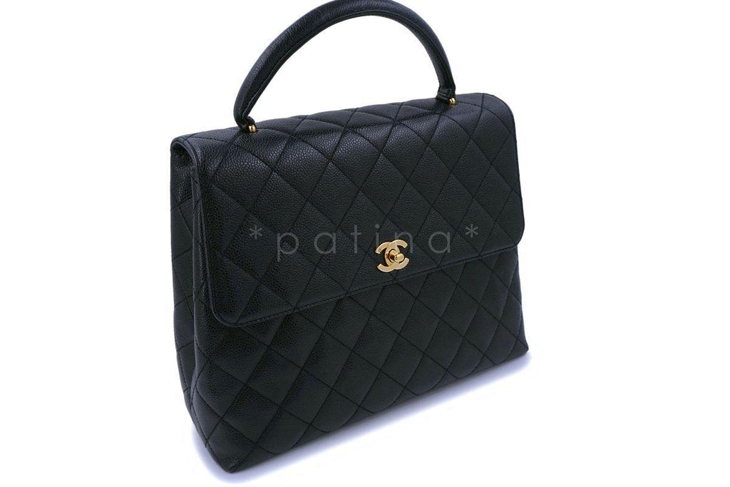 Chanel Black Caviar Large Kelly Flap Tote Bag 24k GHW