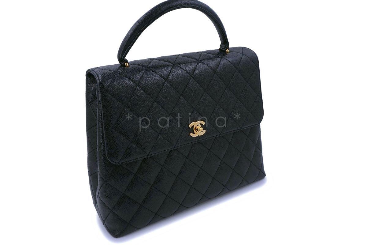 Chanel Black Caviar Large Kelly Flap Tote Bag 24k GHW