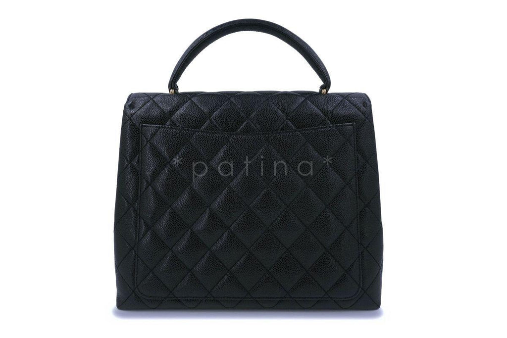 Chanel Black Caviar Large Kelly Flap Tote Bag 24k GHW