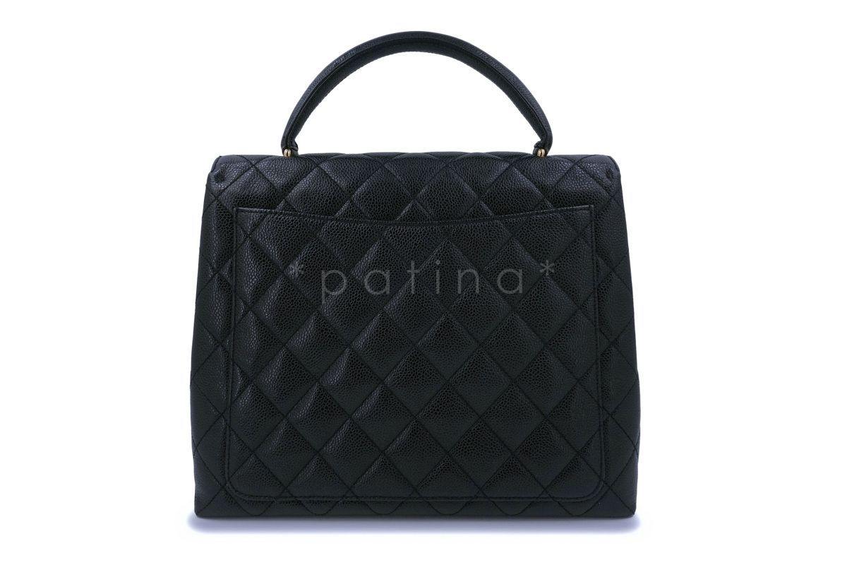 Chanel Black Caviar Large Kelly Flap Tote Bag 24k GHW