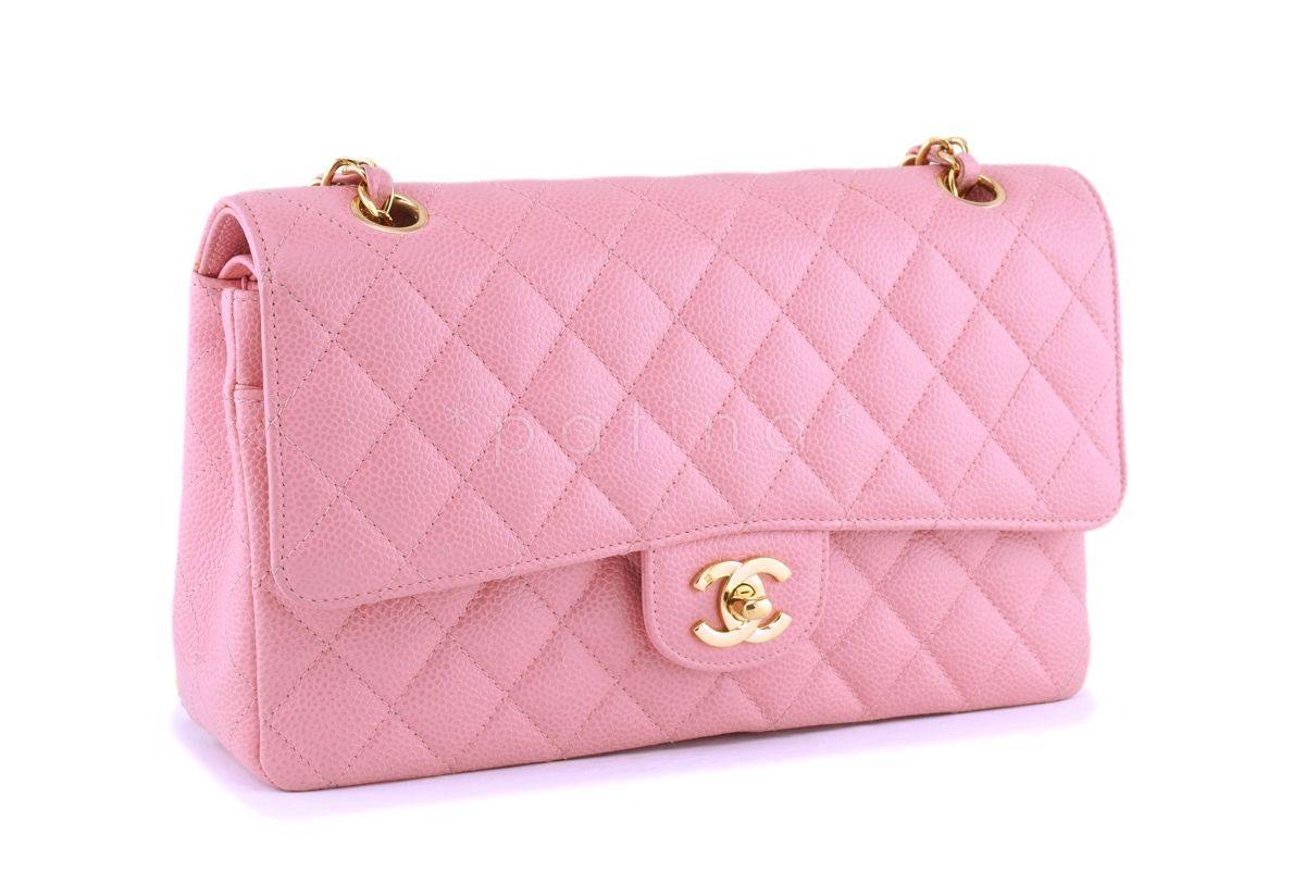 06 Chanel Pink Caviar Medium Classic Double Flap Bag 24k GHW BPI