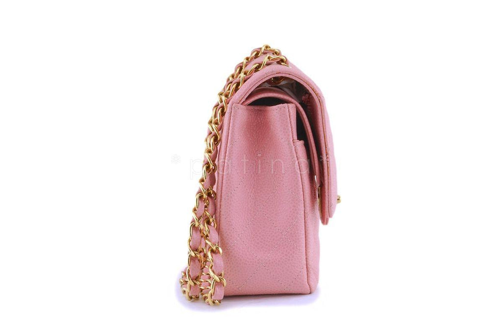 06 Chanel Pink Caviar Medium Classic Double Flap Bag 24k GHW BPI